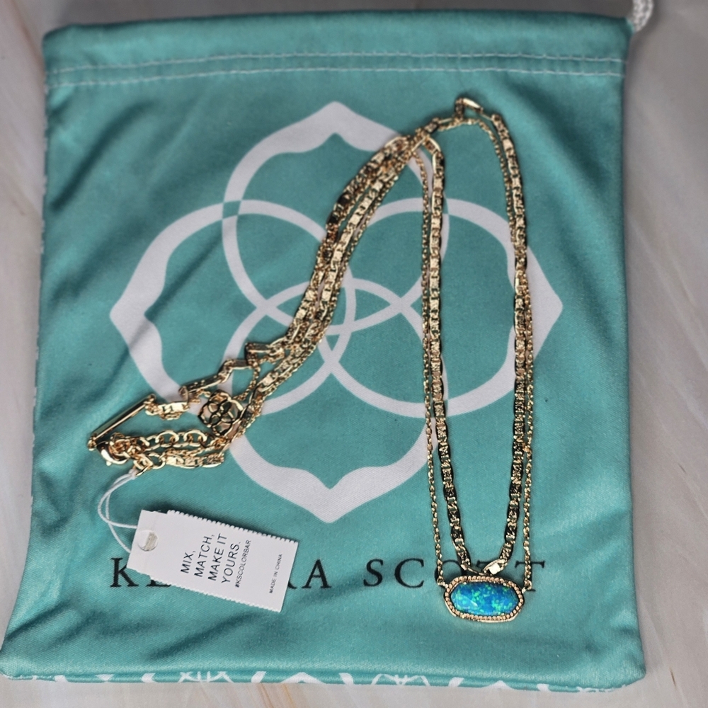 NWT Kendra Scott Elisa Multistrand Opal Necklace Rose Gold